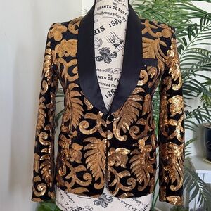Gold and Black Patterned Blazer